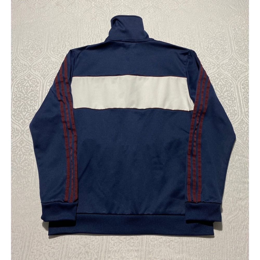 Adidas Originals Mens Track Jacket Navy Blue White Burgundy Full Zip Large L - Picture 2 of 5